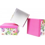 Set of 3 Pastel Pink Decorative Floral Boxes Nesting Boxes for Gifts and Decoration! Beautiful Watercolor Painted Designs Largest Box Measures 6x6x3.125 Pink Pastel 3 - BGSI80MH0