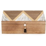 Small Decorative Wooden Box with Lid and Tassel for Storage 9.4 x 3.1 In - BCEWOG17B