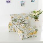 Soul & Lane Decorative Storage Cardboard Boxes with Lids | Garden Glory Set of 3 | Floral Paperboard Nesting Boxes - BLETT5Y5P