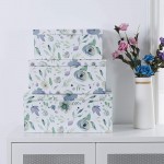 Soul & Lane Decorative Storage Cardboard Boxes with Lids | Handpicked Bouquet Set of 3 | Floral Paperboard Nesting Boxes - BRBJ17S5S