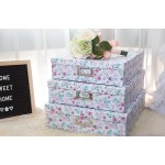 Soul & Lane Decorative Storage Cardboard Boxes with Lids | in Full Bloom Set of 3 | Paperboard Nesting Boxes for Organizing - B79RW42U6
