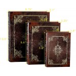 Tosnail 3 Pack Decorative Book Boxes with Magnetic Cover Wooden Antique Book Decorations Vintage Book Storage Box Retro Floral Pattern - BC55Q4VFB