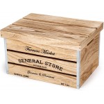 Truu Design Farmhouse Modern 3-Piece Boxes 16.5 x 12.5 inches Beige Wooden Storage Crate Set 16.5 x 12 - BLIP5R4C5