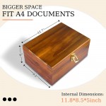 Wood Box Large Keepsake Boxes with Hinged Lids Solid Wooden Storage Boxes with Lock Big Sturdy Treasure Chest Decorative Stash Memory Gift Box for Office Home Decor Large - B6HQTNIFC