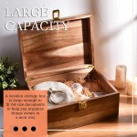Wood Box Large Keepsake Boxes with Hinged Lids Solid Wooden Storage Boxes with Lock Big Sturdy Treasure Chest Decorative Stash Memory Gift Box for Office Home Decor Large - B6HQTNIFC