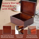 Wooden Box with Hinged Lid Large Memory Box for Keepsakes Large Wood Storage Box with Lids Wooden Gift Boxes Decorative Boxes with Lids Dark Oak） - BU96WG0ER