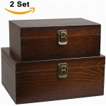 Wooden Keepsake Box Wood Stash Boxes Organizer Decorative Treasure Chest Jewelry Trinkets Storage Case Container With Hinged Lid For Teabag Letter Cards Photo Crafts With Latch Lock Coffee Color 2 Set - BVVKSS7ZM