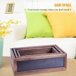 ZSHY.T.SUN Wooden Crate Set of 3 14.2” x 8.5” Storage Box with Chalkboard Front Panel and Cutout Handles,Decorative Display Rustic Accent Wood Crate Box for Storage Display Risers and Decorationbrown - BZ820VN5O