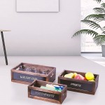 ZSHY.T.SUN Wooden Crate Set of 3 14.2” x 8.5” Storage Box with Chalkboard Front Panel and Cutout Handles,Decorative Display Rustic Accent Wood Crate Box for Storage Display Risers and Decorationbrown - BZ820VN5O