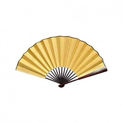 10.6 inches Ladies Chinese Decorative Dance Fans Red White Gold Black Folding Silk Hand Fan DIY Paintins Calligraphy - B4X9ZYEFC