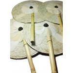 13” Hand Fans by Jacq & Jürgen 4 Pack Handmade Wicker Floral 100% Palm Hand Fan & Reed Handle – Natural Design - BMQXU7YAM