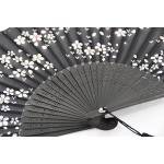 Amajiji Charming Elegant Modern Woman Handmade Bamboo Silk 8.27 21cm Folding Pocket Purse Hand Fan Collapsible Transparent Holding Painted Fan with Silk Pouches Wrapping. CZT-05 - BBXQ7V2SH