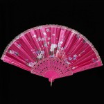 BABEYOND 8pcs Floral Folding Hand Fan Vintage Handheld Lace Folding Fan with Different Flower Patterns Fabric Folding Fan for Wedding Dancing Party Color Random Selected with Chinese Rose - BS4YMRMQ7