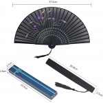 Black Hand Fan Metable Silk Fabric Orchid Pattern Bamboo Handheld Folding Fan Chinese Oriental Style Handmade For DIY Wall Decoration Wedding Party Dancing Show Props Gift Boxed - BAX249XT2