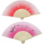 cozyroom Folding Hand Fan 4Pcs Floral Bamboo Plum Blossom Handheld Silk Chinese Style Fan with Different Patterns Fringe Folding Fan for Wedding Dancing Party 15x8.3 - B7O4EMEMG