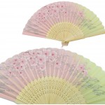 cozyroom Folding Hand Fan 4Pcs Floral Bamboo Plum Blossom Handheld Silk Chinese Style Fan with Different Patterns Fringe Folding Fan for Wedding Dancing Party 15x8.3 - B7O4EMEMG