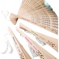FASHIONCRAFT 6203 Handheld Folding Fan Personalized Chinese Wooden Sandalwood Openwork Personal Fan Wedding Favors Gift Favor Pack of 20 - BZP1WV6SK