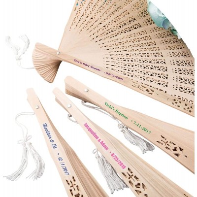 FASHIONCRAFT 6203 Handheld Folding Fan Personalized Chinese Wooden Sandalwood Openwork Personal Fan Wedding Favors Gift Favor Pack of 20 - BZP1WV6SK