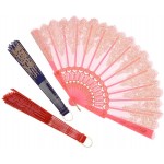 Garneck Chinese Folding Fan Vintage Printed Collapsible Personal Fan Decorative Summer Fan Goodie Bag Filler for Birthday Wedding Party Pink - BP8YFOECS