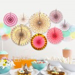 Gionforsy 6pcs Party Hanging Paper Fans Set Black Decorative Folding Fans for Birthday Wedding Baby Shower - BNMO4HAVH