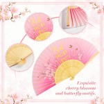Hand Held Folding Fans Mother's Day Hand Fans for Women Best Mom Ever Foldable Bamboo Chinese Fan Pink Japanese Style Asian Silk Fans with Fabric Sleeve for Wedding Dance Music Festival 8.3 Inch - BTK78MZYY