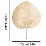 Hand Made Fan,Summer Cooling Pure Natural Rattan Decor Handmade Handheld Heart Shaped Bamboo Fan Home Decoration Paddle Fans2pcs - BDF3Y1A9S