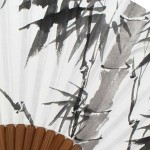 Hand Painted Folding Black Chinese Ink Bamboo Painting Korean Mulberry Rice White Paper Art Handheld Decorative Fan - BUTEGZT5Y