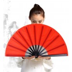 HONSHEN Chinese Folding Fan Hand Fan Performance Fan Nylon-Cloth Fan 13 inch Red - B2LP5K8AJ