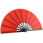 HONSHEN Chinese Folding Fan Hand Fan Performance Fan Nylon-Cloth Fan 13 inch Red - B2LP5K8AJ