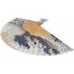 InnoLife Japanese Style Hand Folding Fan Sea Waves - BJ5S9MVBB