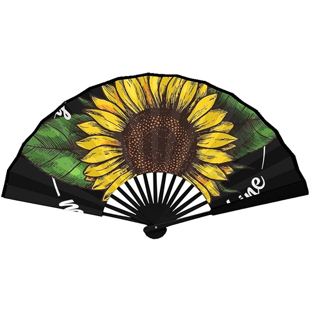 JAMES STRAIN Large Folding Hand Fan Ladies Men Chinese Japanese Style Bamboo Used for Festivals Dances Gifts Performances DecorationsYou are My Sunshine Sunflower BeeWhite-style1 One Size - B50X1KFR9