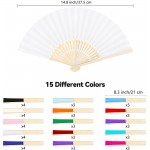 MCEAST 50 Pieces Silk Folding Fan with Bamboo Frames Handheld Fan Folding Hand Fan Foldable Fan for Wedding Gifts Party Favors Home Decoration Multicolor - BNX8LF387