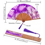 meifan Hand Held Folding Fans-Silk Bamboo Folding Fans for Women with Bamboo Frame Delicate Sleeve Elegant Tassel,Hand Fans Perfect for Party Wedding Dancing Decoration Plum - B48PPB3E8