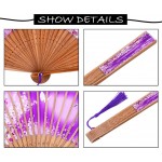 meifan Hand Held Folding Fans-Silk Bamboo Folding Fans for Women with Bamboo Frame Delicate Sleeve Elegant Tassel,Hand Fans Perfect for Party Wedding Dancing Decoration Plum - B48PPB3E8