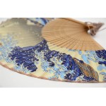OMyTea Landscape 8.2721cm Folding Hand Held Fan with a Fabric Sleeve for Protection for Gifts Japanese Vintage Retro Style Kanagawa Sea Waves - B626UOKKE