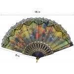 Rbenxia Spanish Floral Folding Hand Fan Flowers Pattern Lace Handheld Fans Size 9 Pack of 10 Random Color Suitable For Wedding Dancing Church Party Gifts - BDDB31XNU