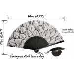Salutto Hand Fan with Beautiful Fabric Printed Black - BRAZG5HFD