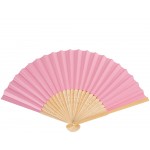 Sepwedd 50pcs Pink Paper Hand Fan White Bamboo Folding Fan Handheld Fans Paper Folded Fan for Wedding Party and Home Decoration - BSZYLQMME