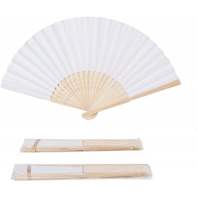 Sepwedd 50pcs White Paper Hand Fan White Bamboo Folding Fan Handheld Fans Paper Folded Fan for Wedding Party and Home Decoration - BZZMEEXCG