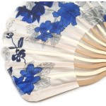 Silk Hand Fans with Silk Covering Curved Frame with Tassel Folding Fans for Women Girls Bamboo Frame with Silk Case Handhold Craft Fan Japanese Chinese Style Gift Fan Flower Pattern for Handbag - BR0GISVAQ
