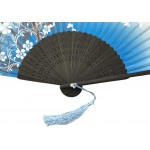 SPG Hand Folding Fan Elegant Modern Held Fan Dance Fan with Bamboo Frame Hand-Crafted Japanese Chinese Vintage Style for Women Blue - BNCY7BFV9