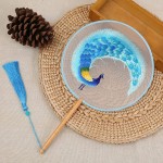SXRZY Chinese Fan Translucent Silk Hand Held Fan Double-Sided Embroidered Decorative Folding Fan Purely Handmade Ancient Traditional Palace Paddle Fan Wooden Fan Handle with Tassel Peacock - BTYCT390V