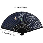 Vanknono 2 Pieces Bamboo Folding Fan Vintage Handheld Folding Fan Portable Folding Fans Silk Folding Fan for Wedding Dancing Decoration Party Gifts - B8CLBAI5Q