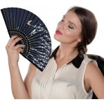 Vanknono 2 Pieces Bamboo Folding Fan Vintage Handheld Folding Fan Portable Folding Fans Silk Folding Fan for Wedding Dancing Decoration Party Gifts - B8CLBAI5Q
