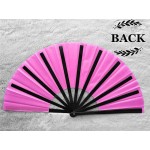 Zolee Large Rave Folding Hand Fan for Men Women Chinese Japanese Solid Kung Fu Tai Chi Handheld Fan with Fabric Case for EDM Music Festival Club Event Party Dance Performance Gift Pink - BMN3V5AYZ