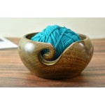 Ajuny Handmade Large Mango Wooden Yarn Bowl Wool Ball Holder with Elegant Design Gifts 7x3 Inch - B0FBW3NU7