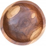 ANDALUCA 9 Inch Teak Wood Hand Carved Rustic Organic Bowl Small 9-10 Diameter - BV4AHBR7H