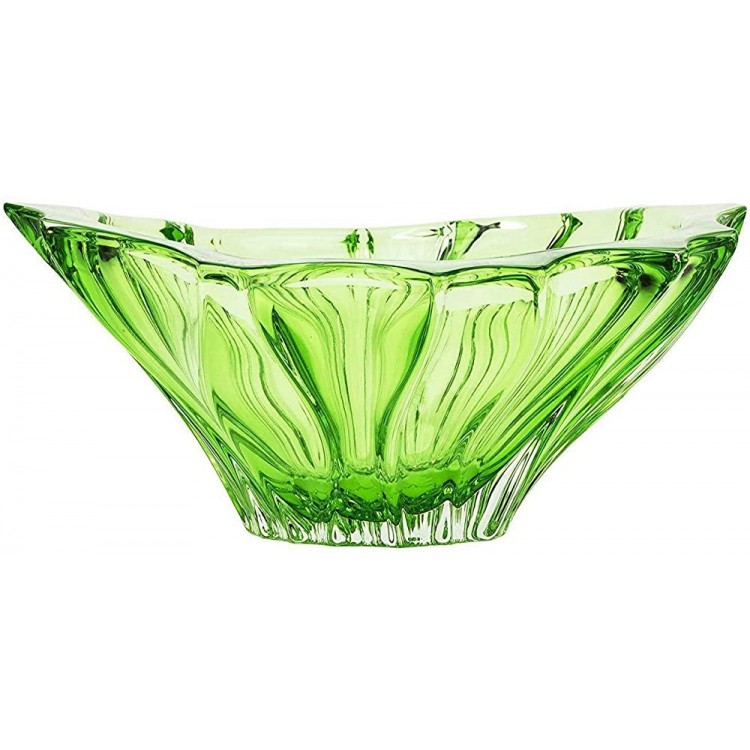 Aurum Crystal Green Decorative Bowl Bohemian Fruit and Candy Centerpiece Czech Crystalware Present Gift Idea for Wedding Birthday Anniversary - BPWZ6U860