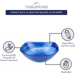 Badash Alabaster Square Glass Centerpiece Bowl 10 Handcrafted European Mouth-Blown Cobalt Blue Glass Pedestal Fruit or Accent Bowl - BOWNJ37R5