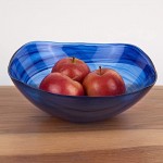 Badash Alabaster Square Glass Centerpiece Bowl 10 Handcrafted European Mouth-Blown Cobalt Blue Glass Pedestal Fruit or Accent Bowl - BOWNJ37R5